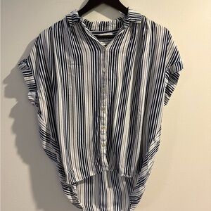 Madewell Navy and White Striped Button-Down Shirt